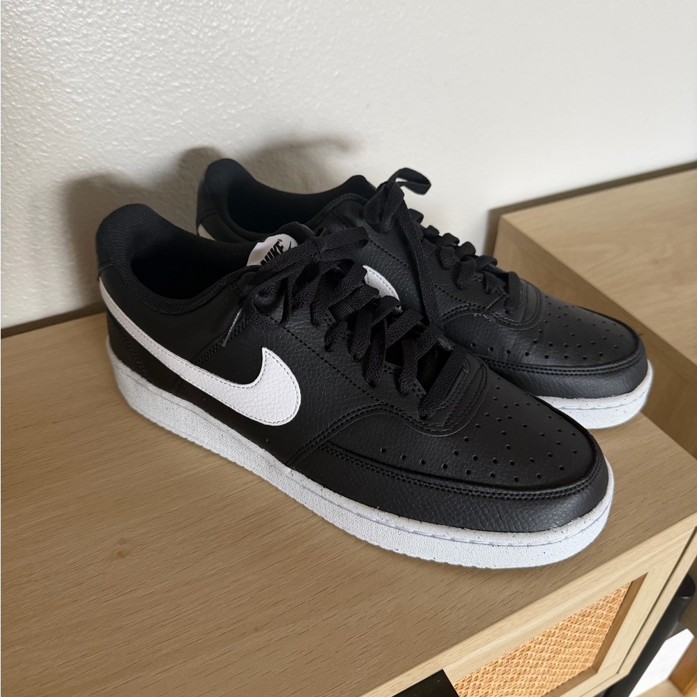 Nike Men's Court Vision Black and White Low-Top Sneakers